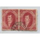 ARGENTINA 1866 GJ 26b RIVADAVIA 5ta TIRADA ESTAMPILLA CON VARIEDAD DOBLE IMPRESIÓN PARCIAL MINIMO ADELGAZAMIENTO A LA ALTURA DE LA FILIGRANA, ( COMO SELLOS SUELTOS U$ 150 ) HERMOSA PAREJA MUY RARA